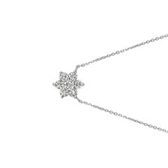 1.00 Carat Natural Diamond Flower Necklace 14 Karat White Gold G SI