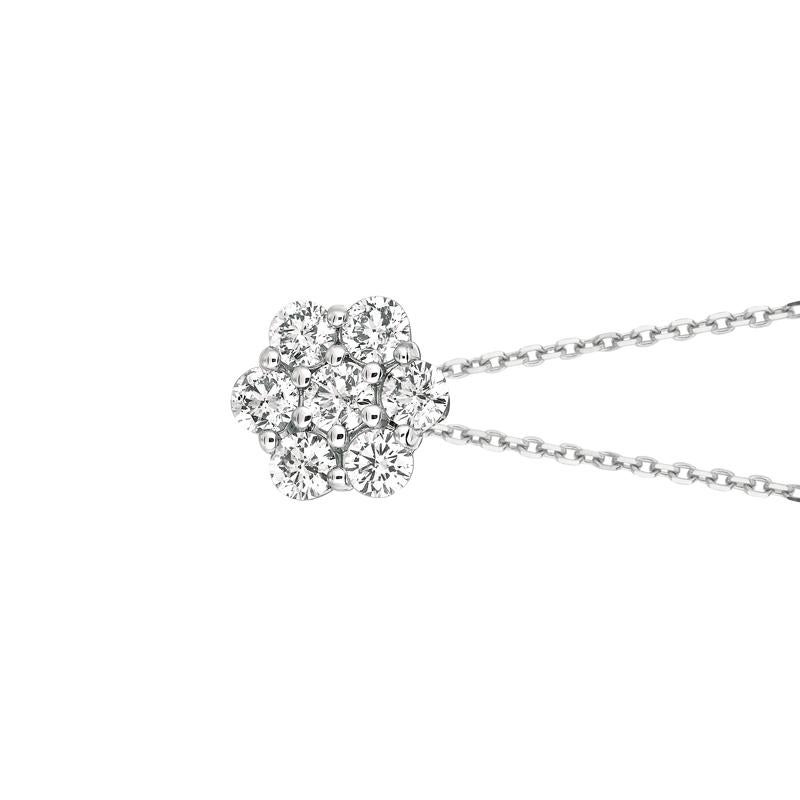 1.00 Carat Natural Diamond Flower Necklace 14K White Gold G SI 18 inches chain

100% Natural Diamonds, Not Enhanced in any way Round Cut Diamond Necklace
1.00CT
G-H
SI
14K White Gold Prong style 2.50 gram
3/8 inches in height, 3/8 inches in width
7