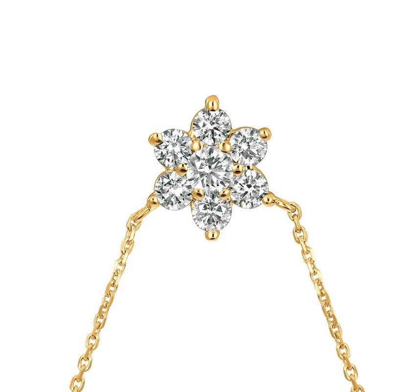 1,00 Quilate Collar Flor Diamante Natural Oro Amarillo 14 Kilates G SI Contemporáneo en venta