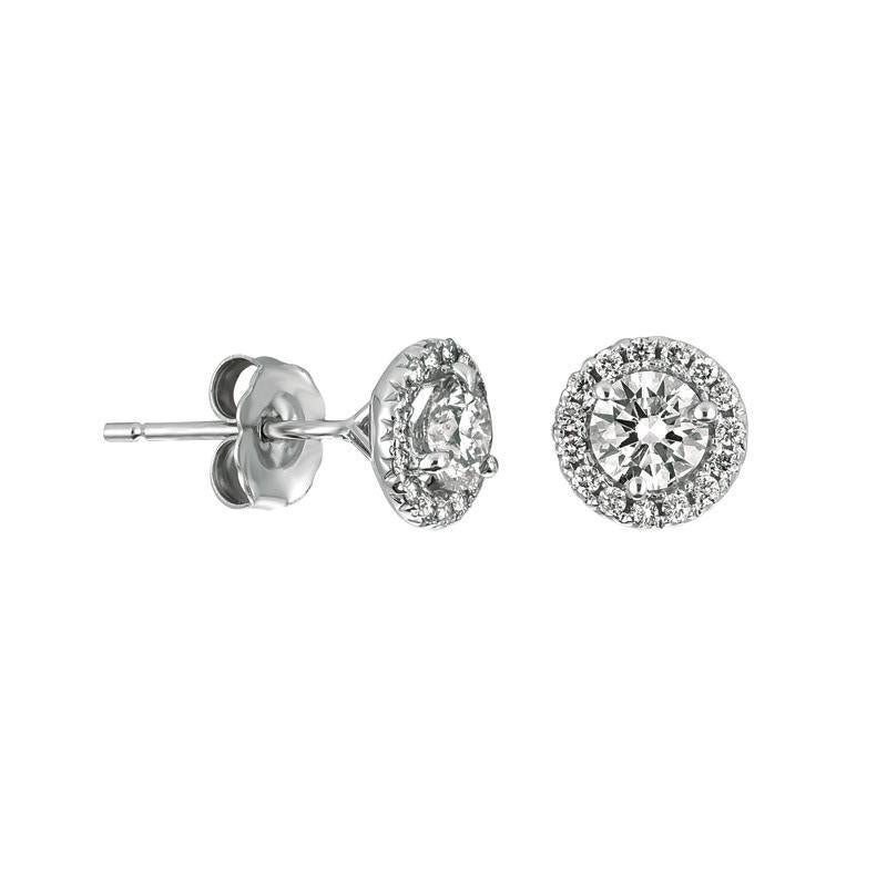 Contemporaneo Orecchini aureola con diamante naturale da 1,00 carati G SI Oro bianco 14 carati in vendita