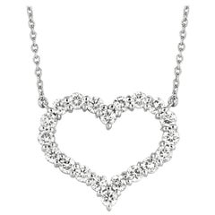 1.00 Carat Natural Diamond Heart Necklace 14 Karat White Gold G SI Chain