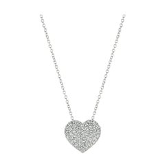 1.00 Carat Natural Diamond Heart Necklace 14 Karat White Gold G SI Chain