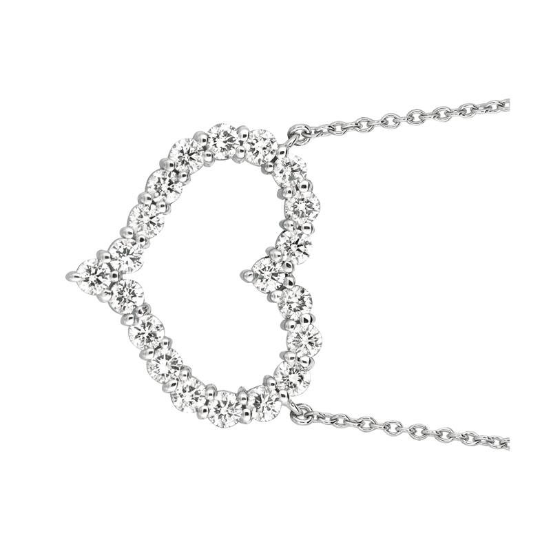 1.00 Carat Natural Diamond Heart Necklace 14K White Gold

100% Natural Diamonds, Not Enhanced in any way Round Cut Diamond Necklace with 18'' chain
1.00CT
G-H
SI
14K White Gold Prong style 3.9 gram
5/8 inch in height, 3/4 inch in width
20