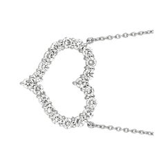 1.00 Carat Natural Diamond Heart Necklace 14 Karat White Gold G SI Chain