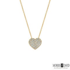 1.00 Carat Natural Diamond Heart Necklace 14 Karat White Gold G SI Chain