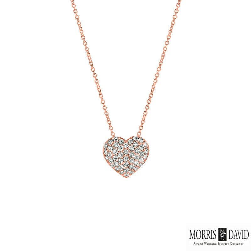 Contemporary 1.00 Carat Natural Diamond Heart Necklace 14 Karat White Gold G SI Chain For Sale