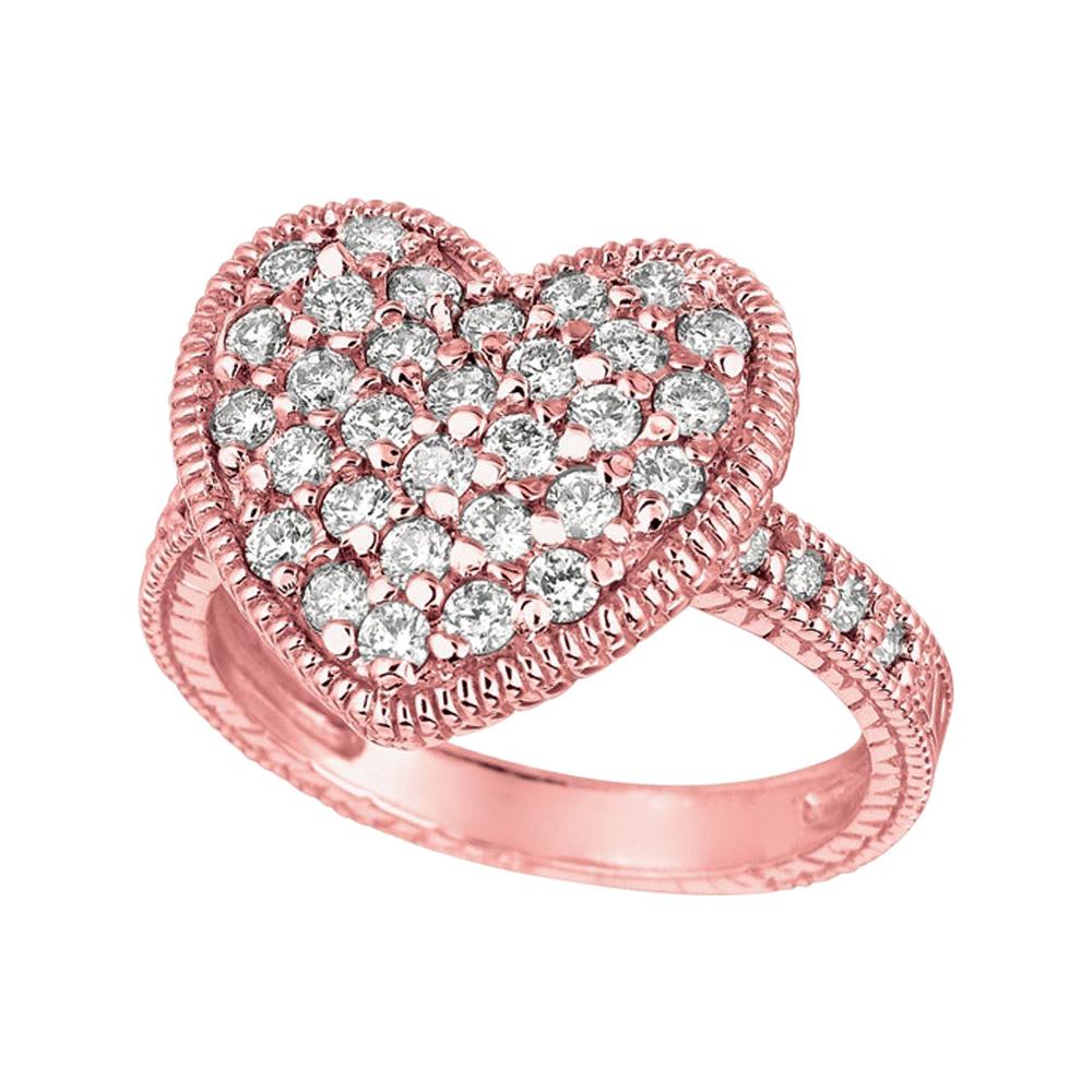 1.00 Carat Natural Diamond Heart Ring Band G SI 14 Karat Rose Gold
