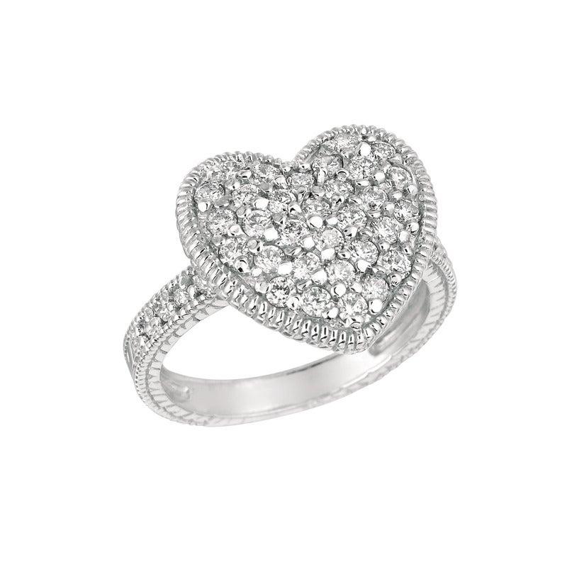 For Sale:  1.00 Carat Natural Diamond Heart Ring Band G SI 14 Karat White Gold 2