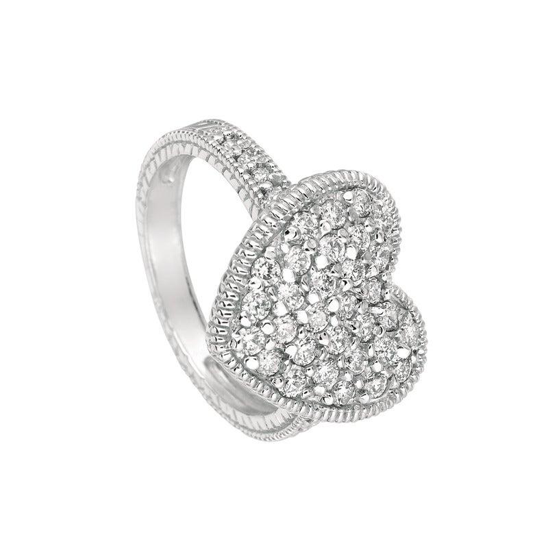 For Sale:  1.00 Carat Natural Diamond Heart Ring Band G SI 14 Karat White Gold 4