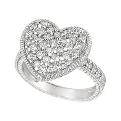 1.00 Carat Natural Diamond Heart Ring Band G SI 14 Karat White Gold