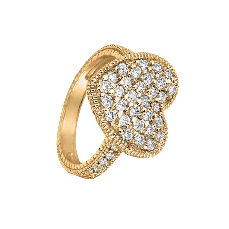 En venta: 1,00 Quilate Anillo Corazón Diamante Natural Banda G SI Oro Amarillo 14 Kilates  2