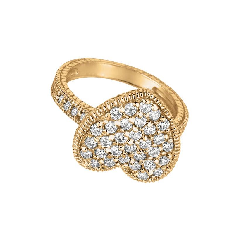En venta: 1,00 Quilate Anillo Corazón Diamante Natural Banda G SI Oro Amarillo 14 Kilates  3