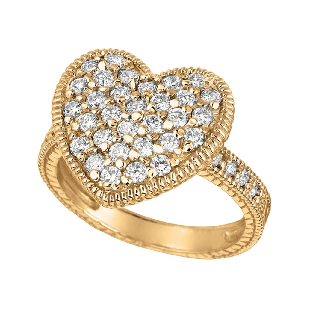 For Sale:  1.00 Carat Natural Diamond Heart Ring Band G SI 14 Karat Yellow Gold