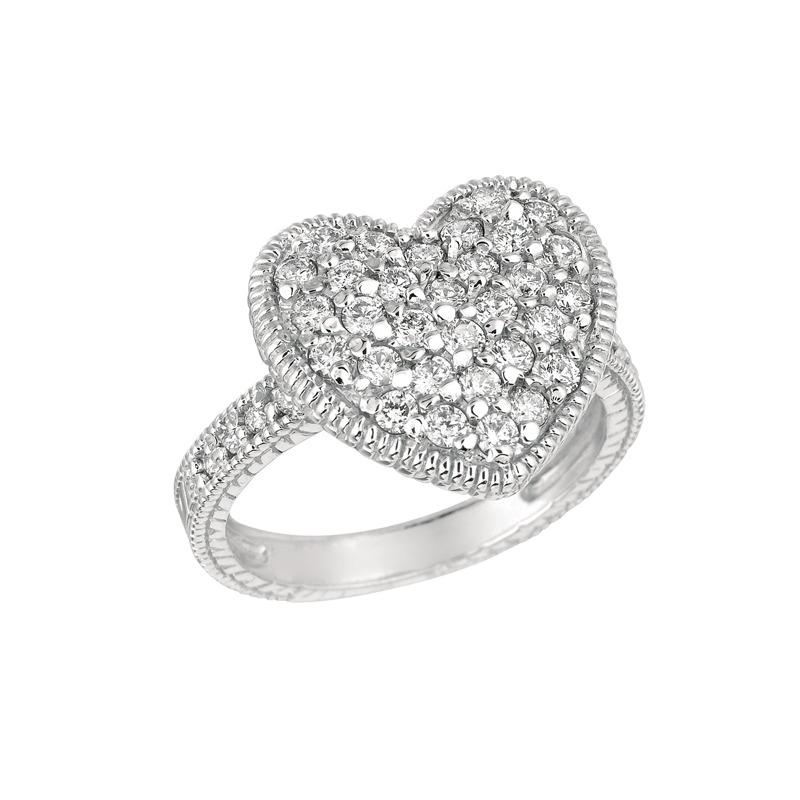 1.00 Ct Natural Round Cut Diamond Heart Ring G SI 14K White Gold

100% Natural Diamonds, Not Enhanced in any way Diamond Ring
1.00CT
G-H 
SI  
14K White Gold  Pave style   5 grams
9/16 inch in width 
Size 7
39 diamonds

ALL OUR ITEMS ARE AVAILABLE