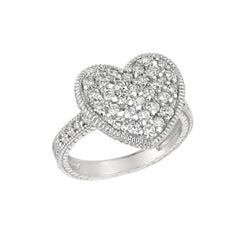 1.00 Carat Natural Diamond Heart Ring Band G SI 14 Karat White Gold