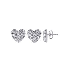 1.00 Carat Natural Diamond Heart Shape Earrings G SI 14K White Gold