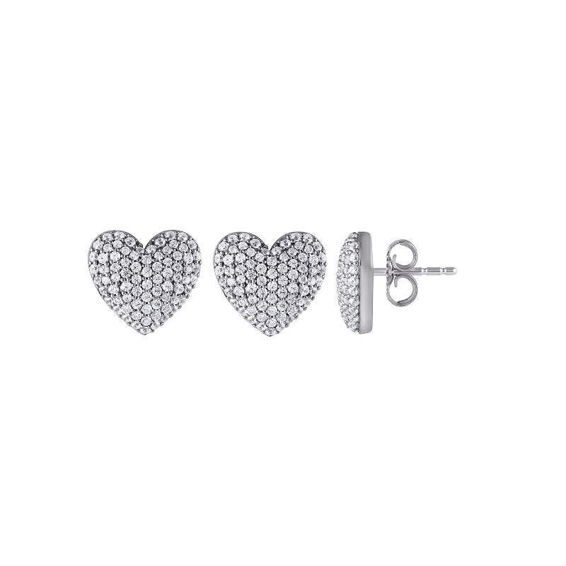 Contemporary 1.00 Carat Natural Diamond Heart Shape Earrings G SI 14K White Gold For Sale