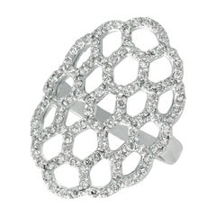 1.00 Carat Natural Diamond Honeycomb Ring Band GSI 14K White Gold