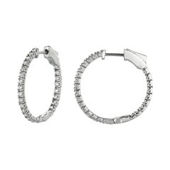 Pendientes de aro de diamante natural de 1,00 quilates G-H SI en oro blanco de 14 quilates 2 puntas