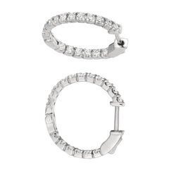 Pendientes de aro de diamante natural de 1,00 quilate G-H SI en oro blanco de 14 quilates
