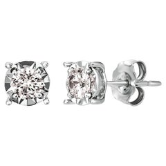 Pendientes de oro blanco de 14 quilates con diamantes naturales de 1,00 quilate G SI