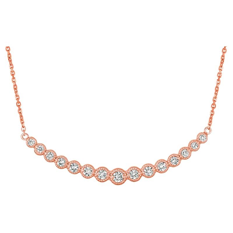 1.00 Carat Natural Diamond Necklace 14 Karat Rose Gold G SI Chain For Sale