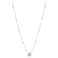 1.00 Carat Natural Diamond Necklace 14 Karat White Gold Chain