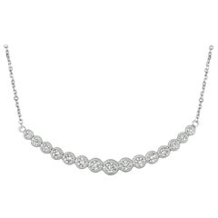 1.00 Carat Natural Diamond Necklace 14 Karat White Gold G SI Chain