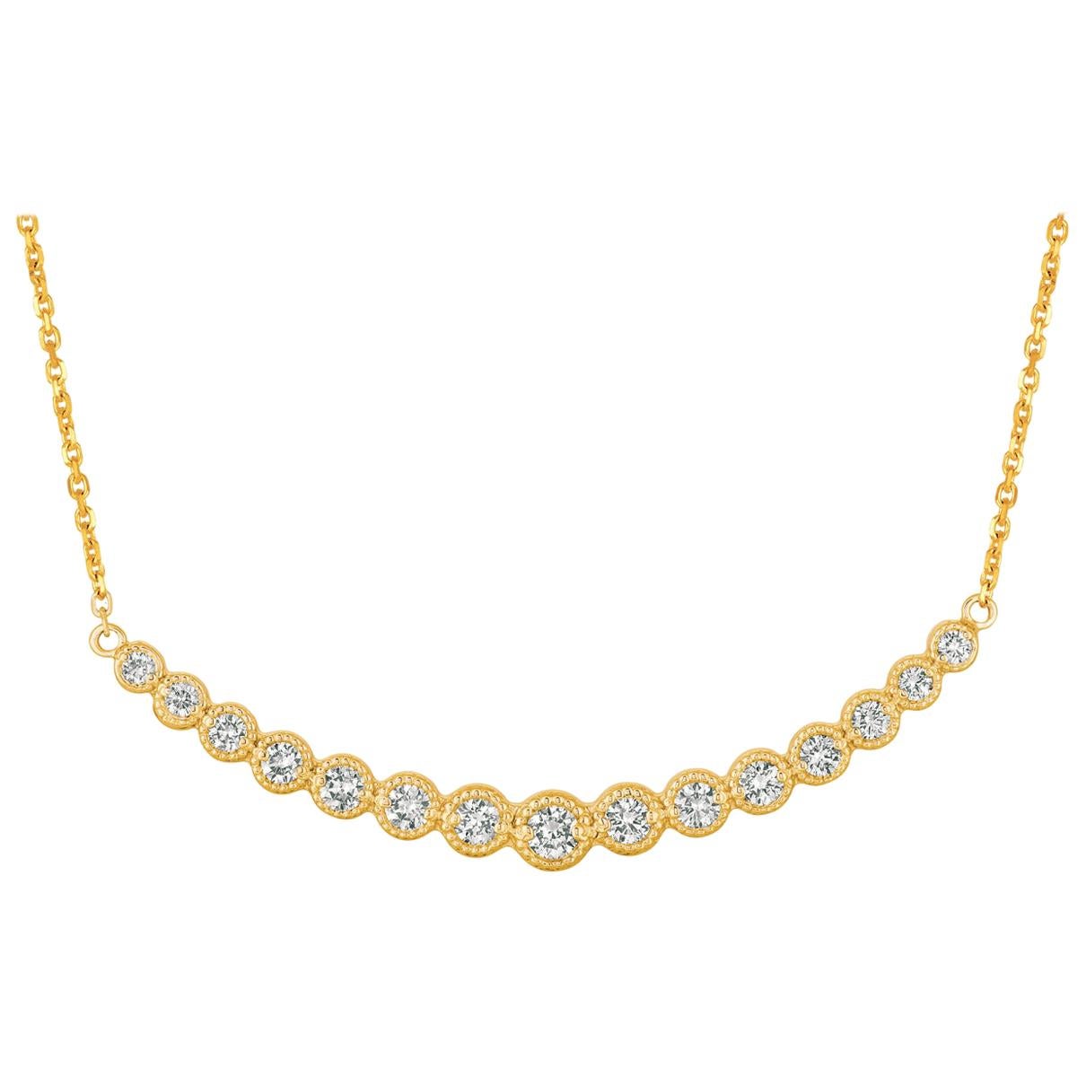 1,00 Quilate Collar de Diamantes Naturales 14 Kilates Oro Amarillo G SI Cadena