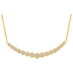 1.00 Carat Natural Diamond Necklace 14 Karat Yellow Gold G SI Chain