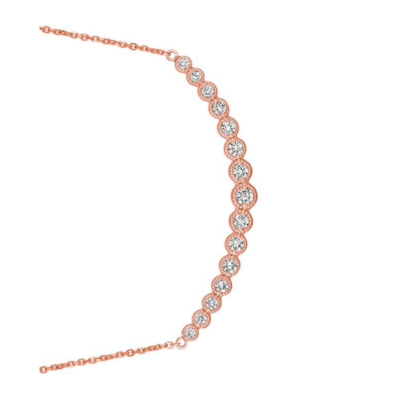 Taglio rotondo Collana con diamanti naturali da 1,00 carati in oro rosa 14 carati G SI in vendita