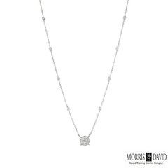 1.00 Carat Natural Diamond Necklace 14 Karat White Gold Chain