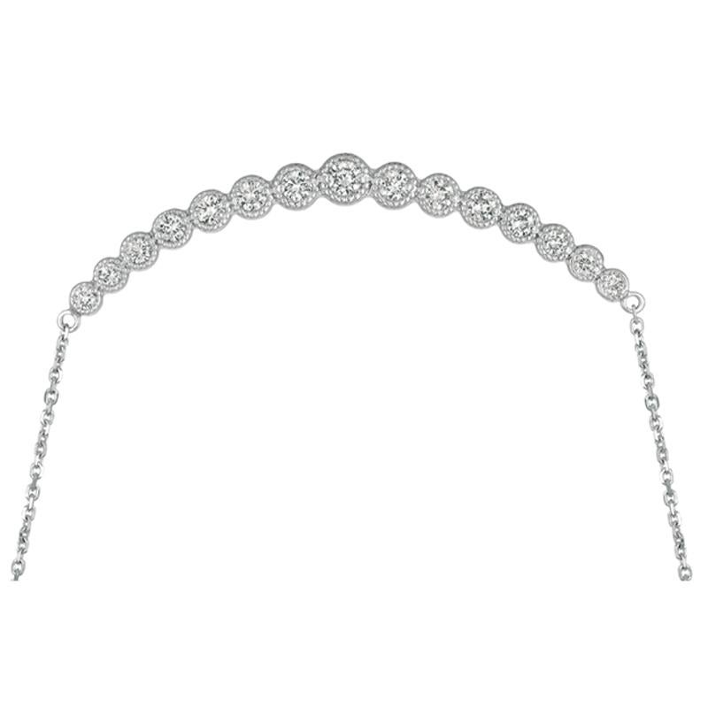 Contemporary 1.00 Carat Natural Diamond Necklace 14 Karat White Gold G SI Chain For Sale