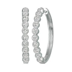 Pendientes de aro ovalados de diamante natural de 1,00 quilates G SI Oro amarillo de 14 quilates