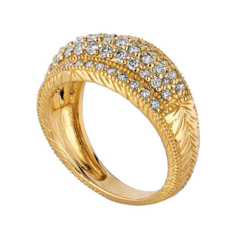 For Sale:  1.00 Carat Natural Diamond Pave Ring G SI 14 Karat Yellow Gold 3