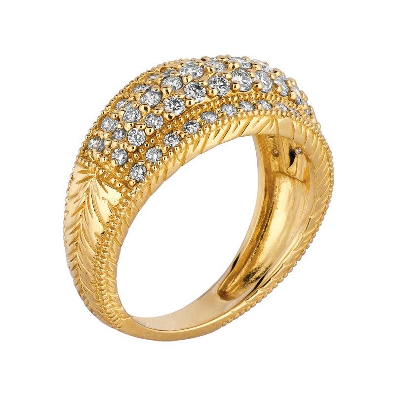 For Sale:  1.00 Carat Natural Diamond Pave Ring G SI 14 Karat Yellow Gold 4