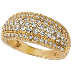 1.00 Carat Natural Diamond Pave Ring G SI 14 Karat Yellow Gold