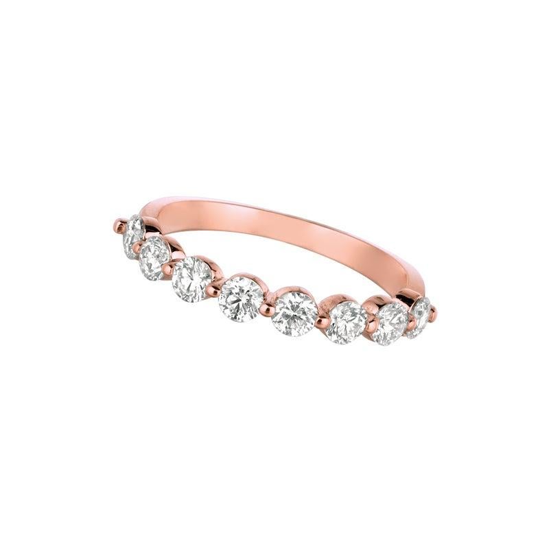 For Sale:  1.00 Carat Natural Diamond Ring G SI 14 Karat Rose Gold 8 Stones 3