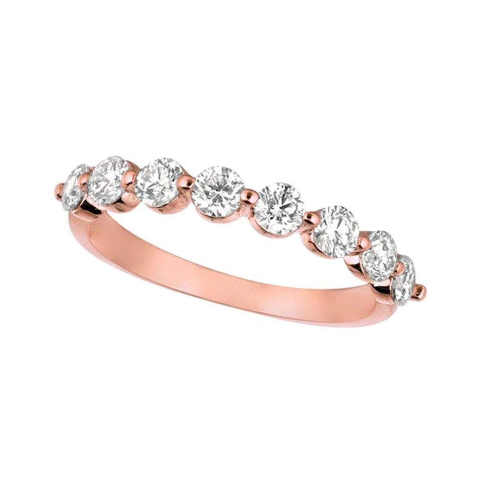 1,00 Quilate Anillo Diamante Natural G SI 14 Quilates Oro Rosa 8 Piedras