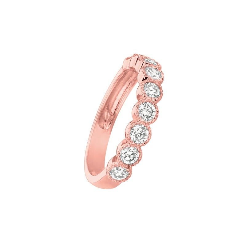 For Sale:  1.00 Carat Natural Diamond Ring G SI 14 Karat Rose Gold 9 Stones 2