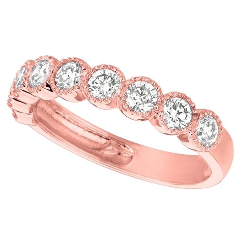 Bague en or rose 14 carats avec 9 pierres et diamants naturels de 1,00 carat G SI