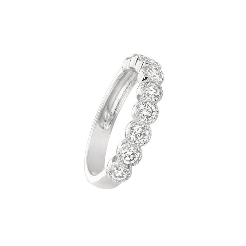 For Sale:  1.00 Carat Natural Diamond Ring G SI 14 Karat White Gold 9 Stones 2