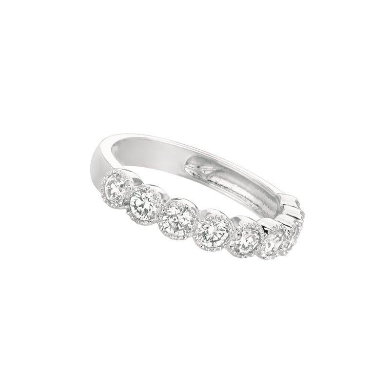 En venta: 1,00 Quilate Anillo Diamante Natural G SI 14 Quilates Oro Blanco 9 Piedras  3