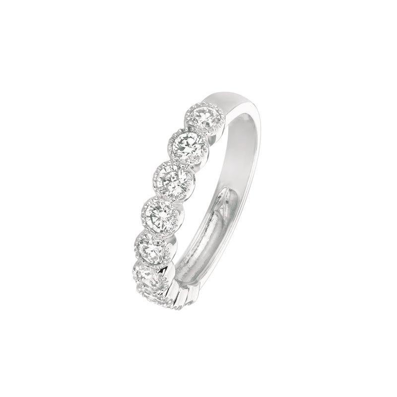 For Sale:  1.00 Carat Natural Diamond Ring G SI 14 Karat White Gold 9 Stones 4