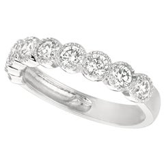 Bague en or blanc 14 carats avec 9 pierres et diamants naturels de 1,00 carat G SI