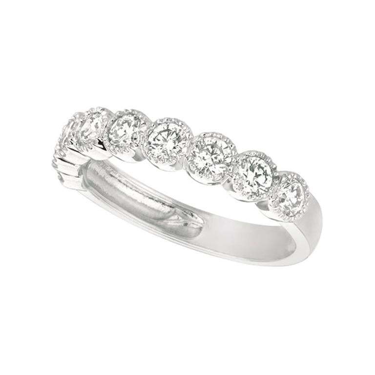 For Sale:  1.00 Carat Natural Diamond Ring G SI 14 Karat White Gold 9 Stones