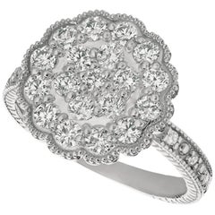 Bague en or blanc 14 carats avec diamants naturels de 1,00 carat G SI