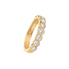 1.00 Carat Natural Diamond Ring G SI 14 Karat Yellow Gold 9 Stones
