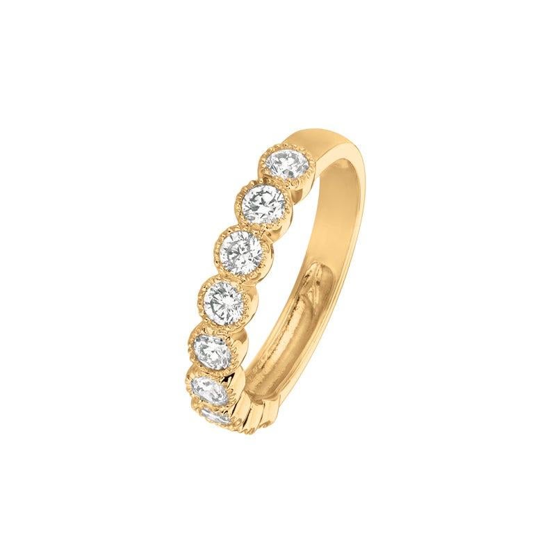 For Sale:  1.00 Carat Natural Diamond Ring G SI 14 Karat Yellow Gold 9 Stones 4