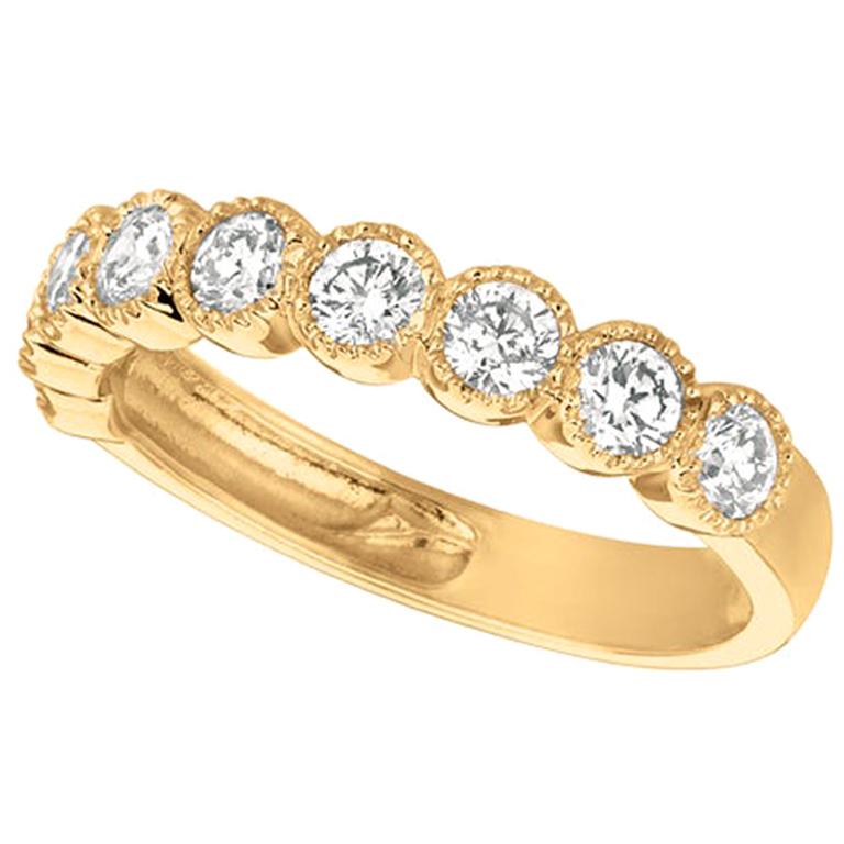1.00 Carat Natural Diamond Ring G SI 14 Karat Yellow Gold 9 Stones For Sale
